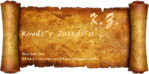 Kovár Zoltán névjegykártya