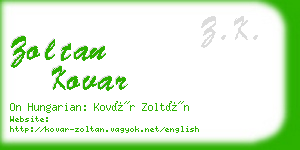 zoltan kovar business card